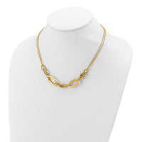 Load image into Gallery viewer, 14K Polished and Satin 2-strand Fancy Link with 1in ext. Necklace
