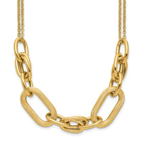 Load image into Gallery viewer, 14K Polished and Satin 2-strand Fancy Link with 1in ext. Necklace
