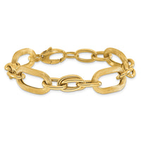 Load image into Gallery viewer, 14K Polished and Satin Fancy Link Bracelet
