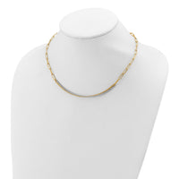 Load image into Gallery viewer, 14K w/Rhodium Polished and Diamond-cut Bar Necklace
