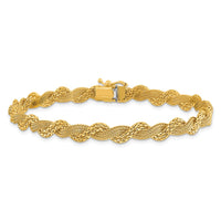 Load image into Gallery viewer, 14K Polished/Textured and Diamond-cut Twisted  Bracelet

