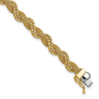 Load image into Gallery viewer, 14K Polished/Textured and Diamond-cut Twisted  Bracelet
