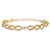 Load image into Gallery viewer, 14K Two-tone Polished/Textured/Dia-cut w/2in ext. Bracelet
