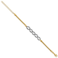 Load image into Gallery viewer, 14K Two-tone Polished/Textured/Dia-cut w/2in ext. Bracelet
