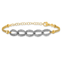 Load image into Gallery viewer, 14K Two-tone Polished/Textured/Dia-cut w/2in ext. Bracelet
