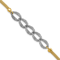 Load image into Gallery viewer, 14K Two-tone Polished/Textured/Dia-cut w/2in ext. Bracelet
