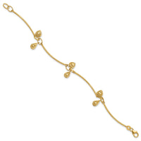 Load image into Gallery viewer, 14K Polished and Diamond-cut Heart Charm Bracelet
