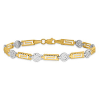 Load image into Gallery viewer, 14K Two-tone Polished and Diamond-cut Fancy Link Bracelet
