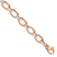 Load image into Gallery viewer, 14K White and Rose Gold Polished w/.5in ext. Bracelet
