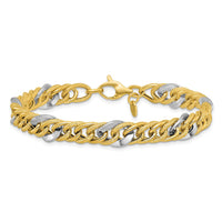 Load image into Gallery viewer, 14K Two-tone Polished and Textured Fancy Link Bracelet
