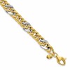 14K Two-tone Polished and Textured Fancy Link Bracelet