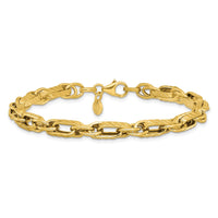 Load image into Gallery viewer, 14K Polished and Grooved Fancy Link Bracelet
