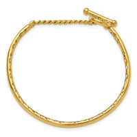 Load image into Gallery viewer, 14K Polished Hollow with Toggle Safety Clasp Bangle
