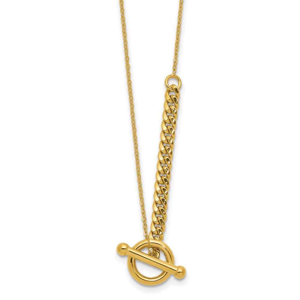 14K Polished Drop Toggle w/1in ext. Necklace