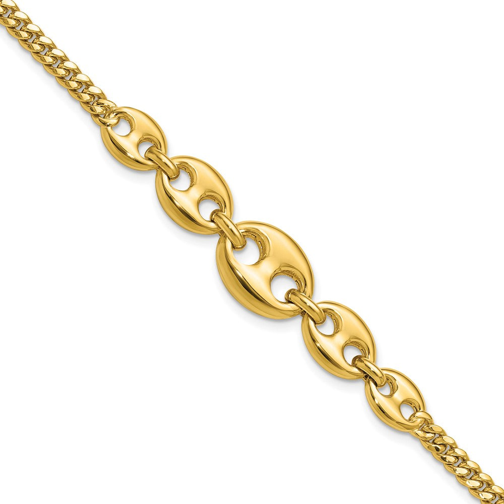 14K Polished Fancy Curb Link Bracelet