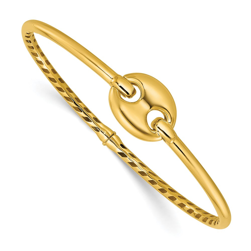 14K Polished Hollow Hinged Bangle