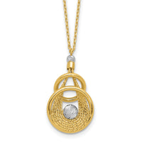 Load image into Gallery viewer, 14K TT Polish/Dia-cut Fancy Teardrop w/.5in ext. Necklace
