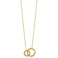 Load image into Gallery viewer, 14K Polished/Diamond-cut 2 Circles w/2in ext. Necklace
