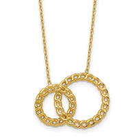 Load image into Gallery viewer, 14K Polished/Diamond-cut 2 Circles w/2in ext. Necklace
