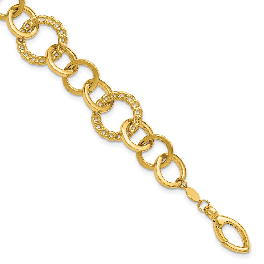 14K Polished Fancy Circle Link Bracelet