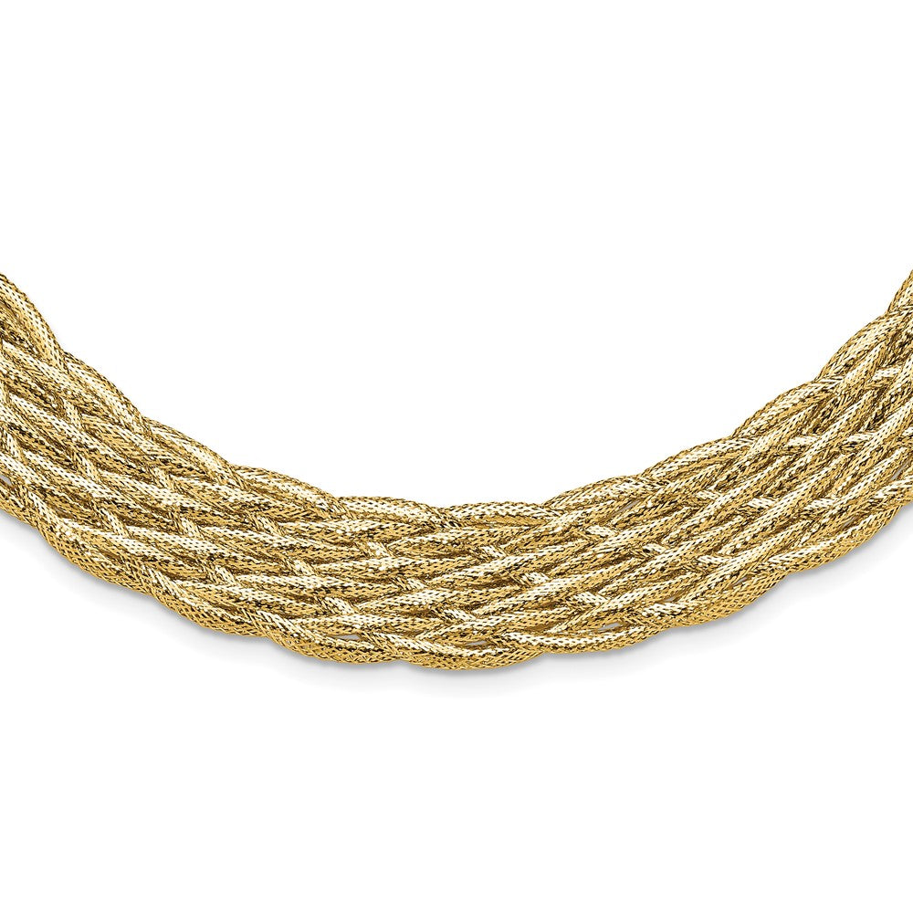 14K Polished Braided Mesh Necklace
