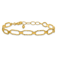 Load image into Gallery viewer, 14K Polished / Dia-cut Fancy Beaded Link w/ 1in ext. Bracelet
