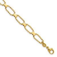 Load image into Gallery viewer, 14K Polished / Dia-cut Fancy Beaded Link w/ 1in ext. Bracelet
