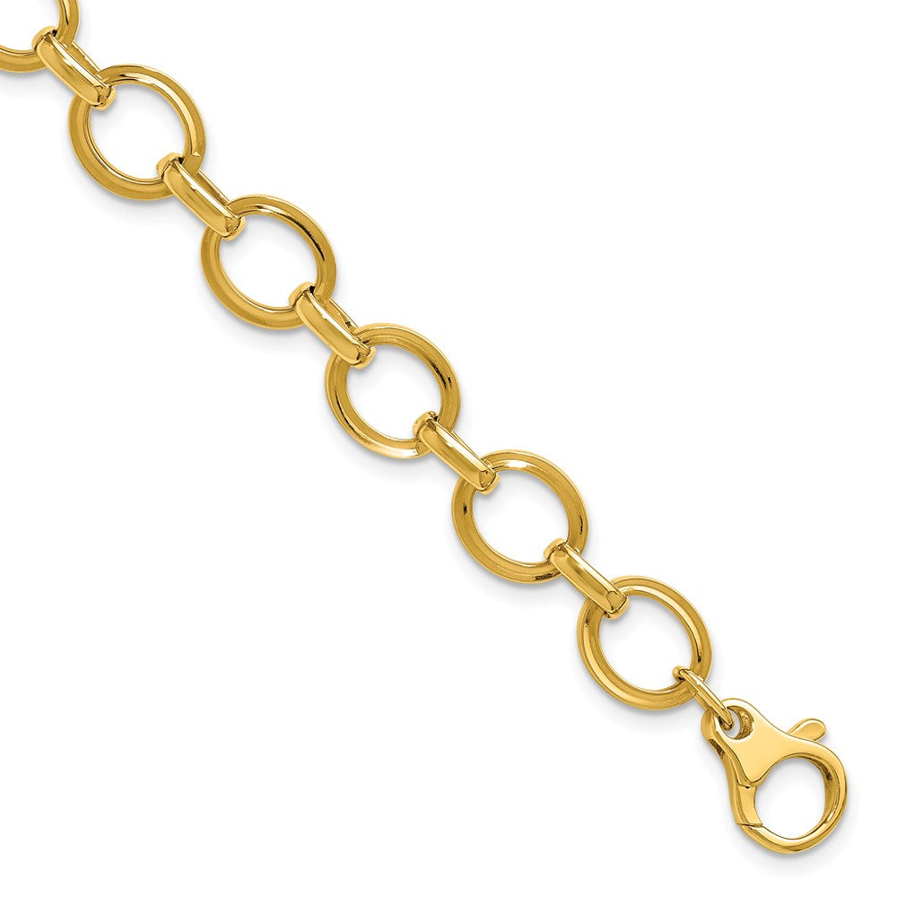 14K Polished and Grooved Fancy Link Bracelet