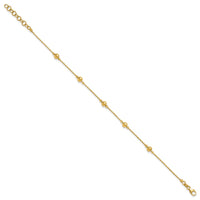 Load image into Gallery viewer, 14K Polished/Textured/Dia-cut Beads w/1in ext. Bracelet
