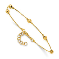 Load image into Gallery viewer, 14K Polished/Textured/Dia-cut Beads w/1in ext. Bracelet
