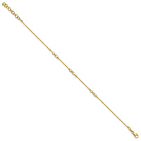 Load image into Gallery viewer, 14K Two-tone Pol/Texture/Dia-cut Beads w/1in ext. Bracelet
