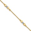 14K Two-tone Pol/Texture/Dia-cut Beads w/1in ext. Bracelet