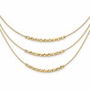 14K Pol/Texture/Dia-cut Beads 3-strand w/ 2in ext. Necklace