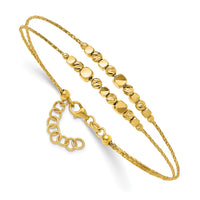 Load image into Gallery viewer, 14K Pol/Texture/Dia-cut Beads 2-Strand w/ 1in ext. Bracelet
