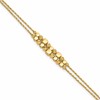 14K Pol/Texture/Dia-cut Beads 2-Strand w/ 1in ext. Bracelet