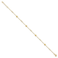 Load image into Gallery viewer, 14K Polished FWC Pearl and Circles 9in Plus 1in ext. Anklet
