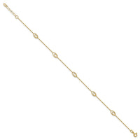 Load image into Gallery viewer, 14K Polished Fancy Oval Link 9in Plus 1in ext. Anklet
