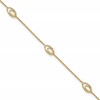14K Oval Link 5-Station 9 inch Plus 1 inch Extender - Total 10 inch Anklet