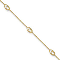 Load image into Gallery viewer, 14K Polished Fancy Oval Link 9in Plus 1in ext. Anklet

