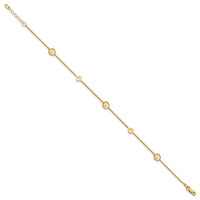 Load image into Gallery viewer, 14K Polished Geometric Station 9in Plus 1in ext. Anklet
