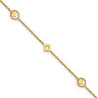 Load image into Gallery viewer, 14K Polished Geometric Station 9in Plus 1in ext. Anklet
