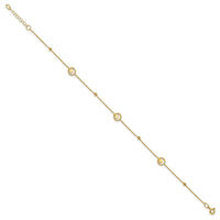 Load image into Gallery viewer, 14K Polish/Dia-cut Geometric Bead 9in Plus 1in ext. Anklet
