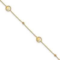Load image into Gallery viewer, 14K Polish/Dia-cut Geometric Bead 9in Plus 1in ext. Anklet

