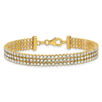 Load image into Gallery viewer, 14K Two-tone Polished/Dia-cut 3-Row Bracelet
