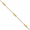 14K Oval Bead 5-Station 9 inch Plus 1 inch Extender - Total 10 inch Anklet