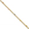 14K Tri-color Diamond-cut Beads 2-Strand 9 inch Plus 1 inch Extender - Total 10 inch Anklet