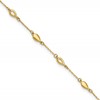14K Polished Teardrop 9 inch Plus 1 inch Extender - Total 10 inch Anklet