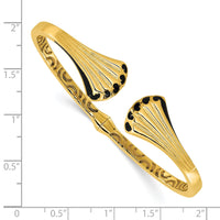 Load image into Gallery viewer, 14K w/Black Enamel Polished Fancy Hinged Cuff Bangle
