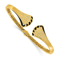 Load image into Gallery viewer, 14K w/Black Enamel Polished Fancy Hinged Cuff Bangle
