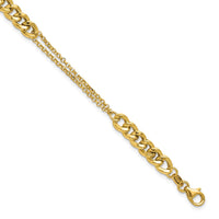 Load image into Gallery viewer, 14K Polished/Dia-cut 2-Strand Fancy Link w/1in ext. Bracelet
